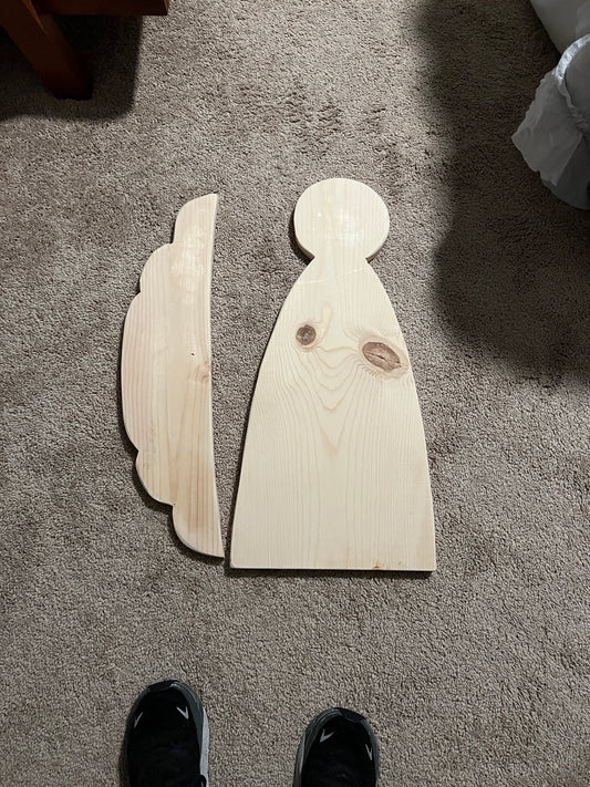 Unfinished Wooden Angel and Wings