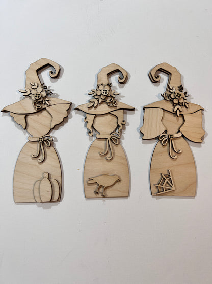 Witch Ornaments - Set of 3 DIY Kits