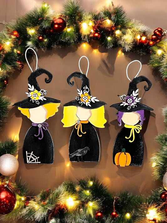 Witch Ornaments - Set of 3 DIY Kits